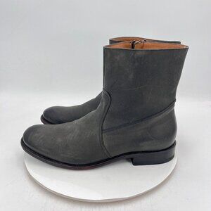 J.D.Fisk Men Size 11 Black Leather Side Zip Western Ankle Cowboy Boot